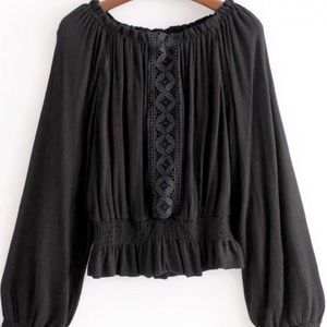 H&M Off the Shoulder Waisted Cropped Blouse